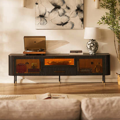 Ewan Oak Media Console and Cabinet Set