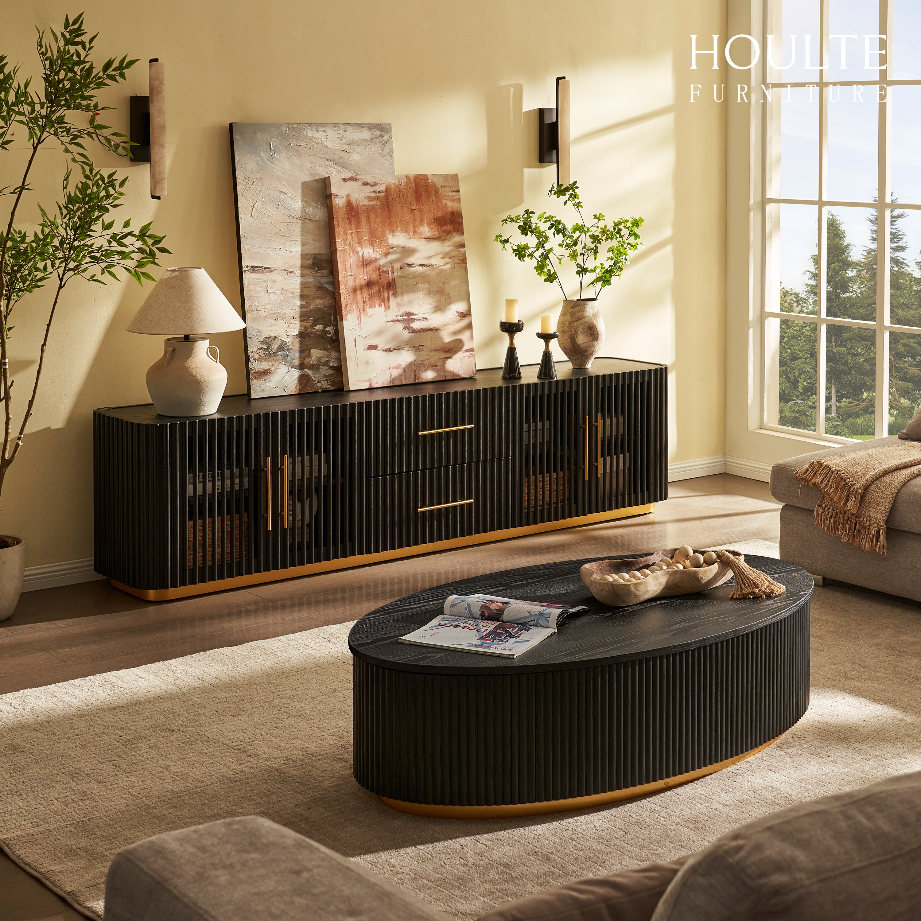 Holton 55.12″H Oak Coffee Table