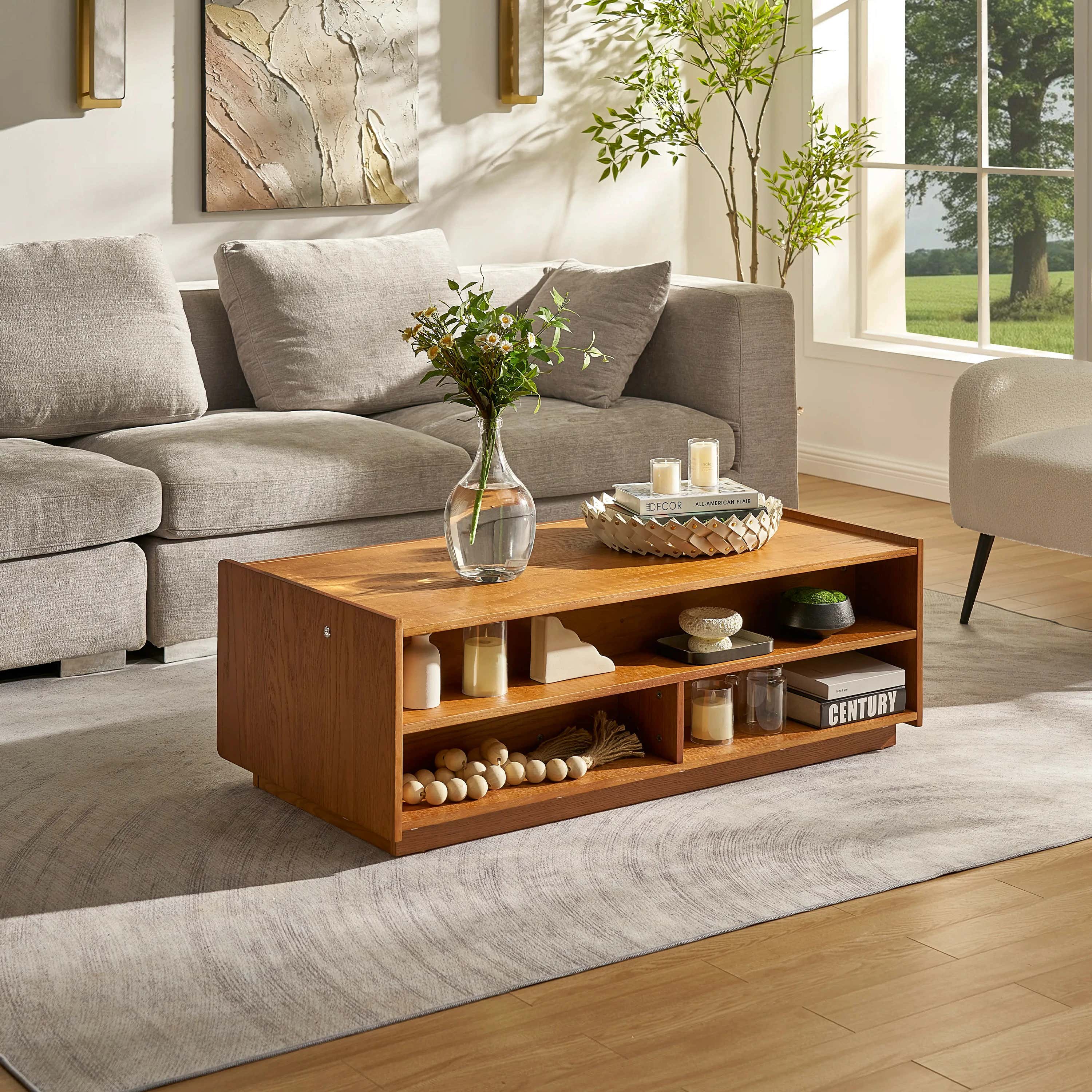 Devon Oak Media Console  And Coffee Table Set