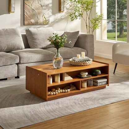 Devon Oak Media Console  And Coffee Table Set