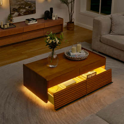 Devon Oak Media Console  And Coffee Table Set