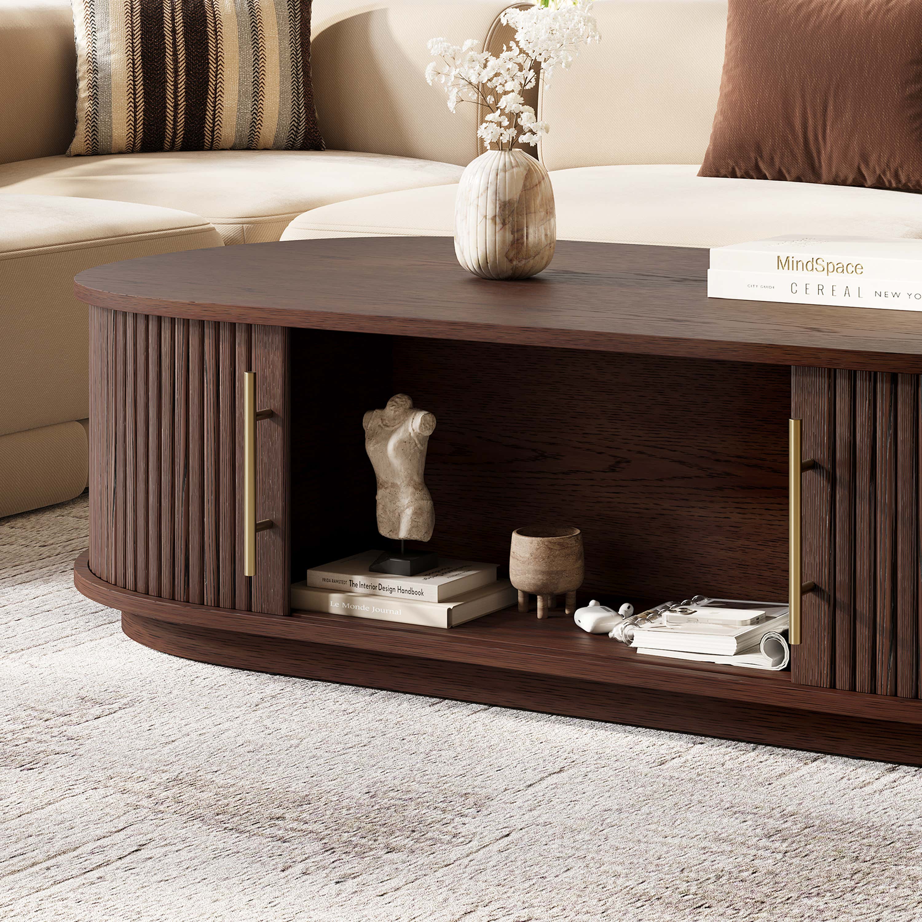 Sledin Sliding Door Coffee Table 55"W