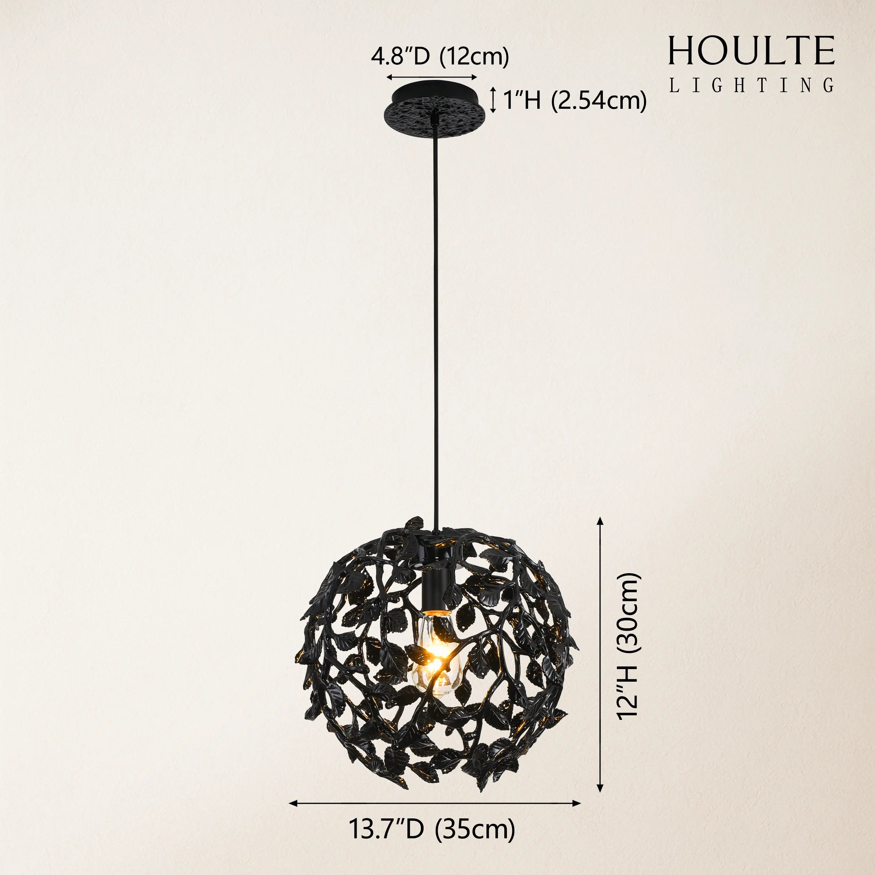 Elara Black Spherical Cage Chandelier 35.56cm