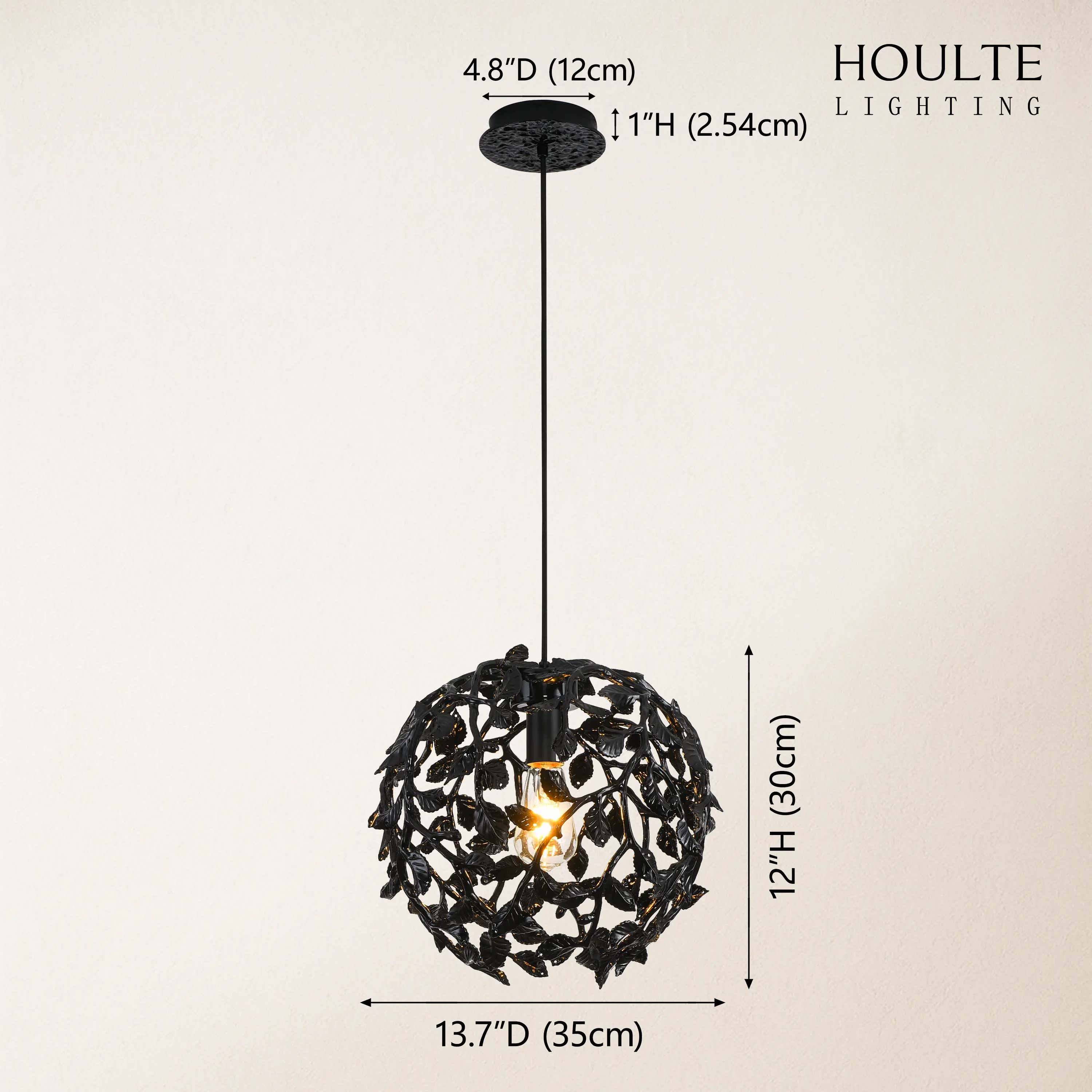 Elara Black Spherical Cage Chandelier 35.56cm dimensions 1