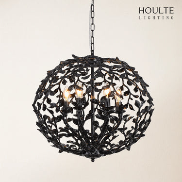 Elara Black Spherical Cage Chandelier 55.88cm