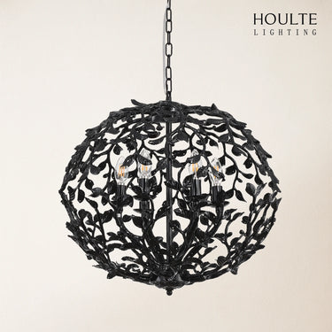 Elara Black Spherical Cage Chandelier 55.88cm