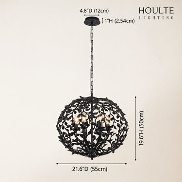 Elara Black Spherical Cage Chandelier 55.88cm