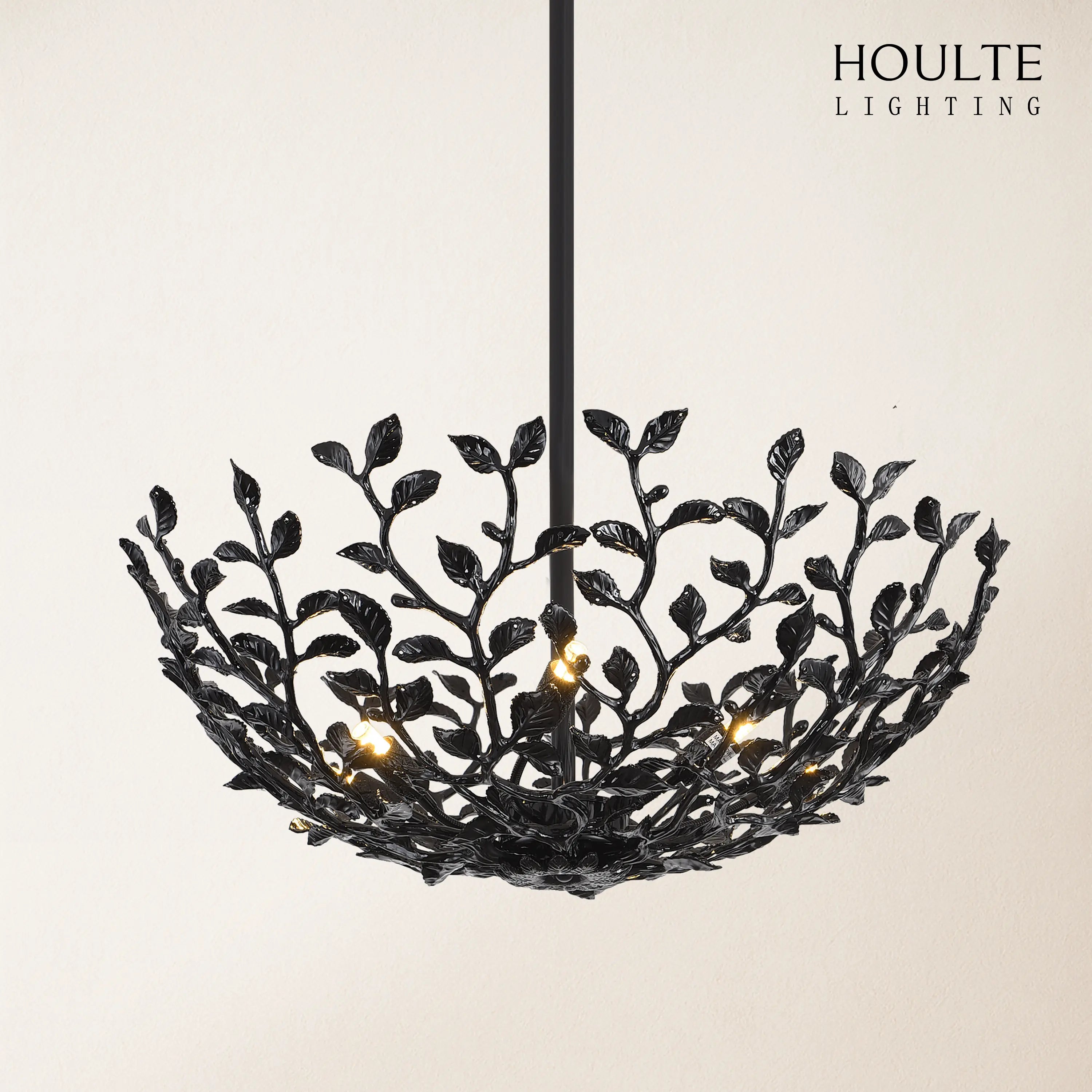 Elara Black Tree Branch Semi Flush Mount Chandelier 65cm