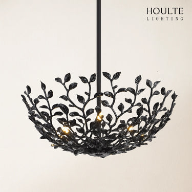 Elara Black Tree Branch Semi Flush Mount Chandelier 65cm