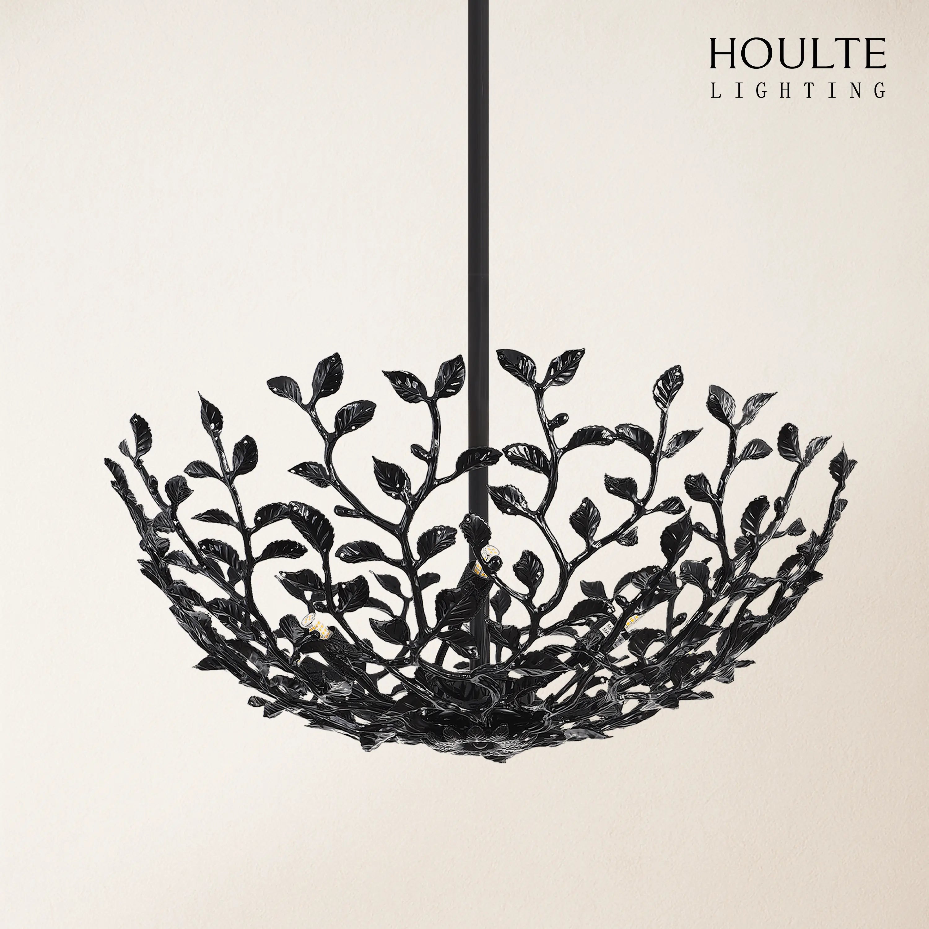 Elara Black Tree Branch Semi Flush Mount Chandelier 65cm