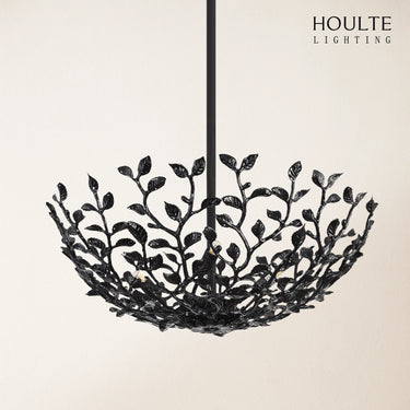 Elara Black Tree Branch Semi Flush Mount Chandelier 65cm