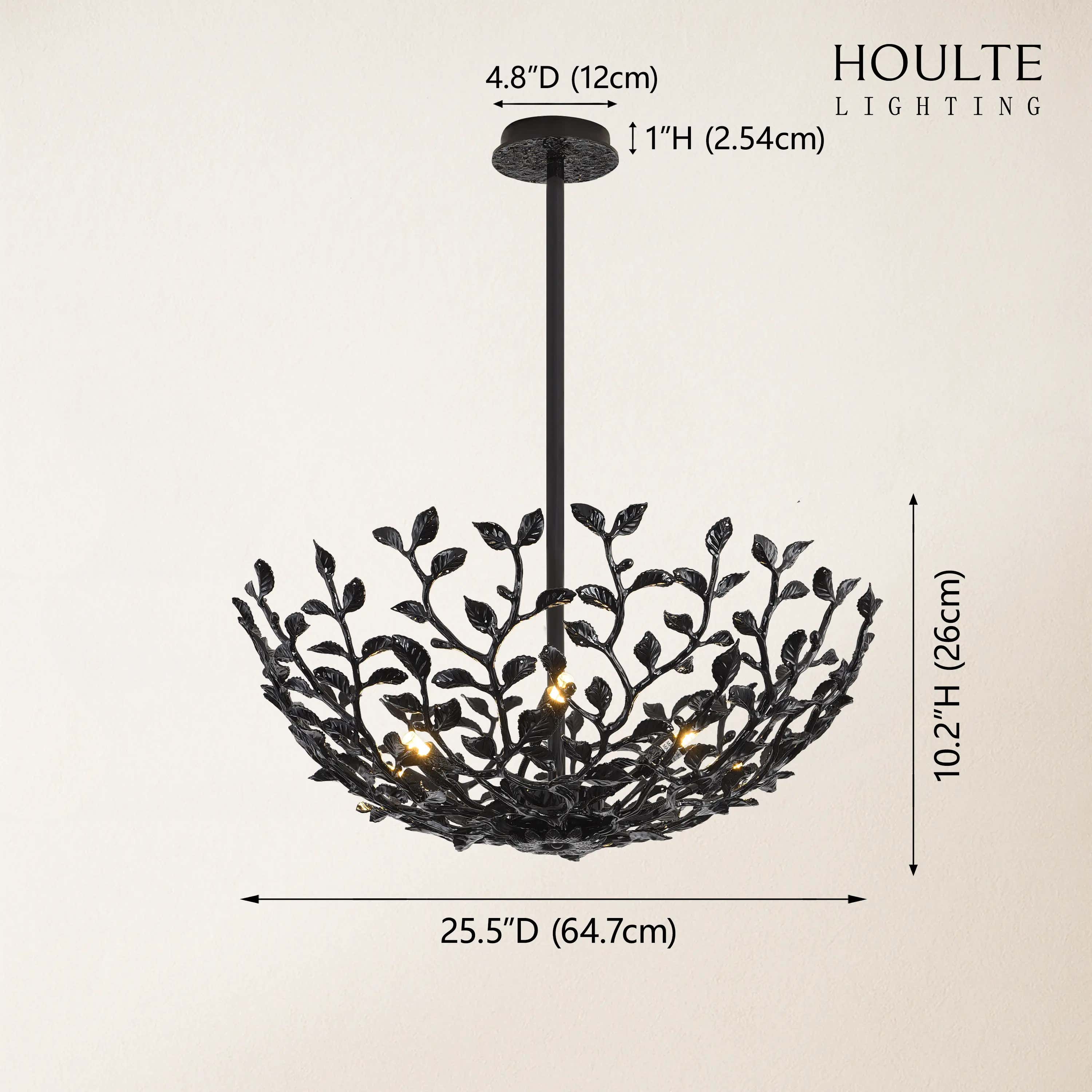 Elara Black Tree Branch Semi Flush Mount Chandelier 65cm dimensions 1