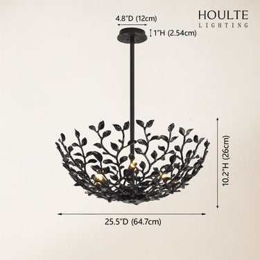 Elara Black Tree Branch Semi Flush Mount Chandelier 65cm