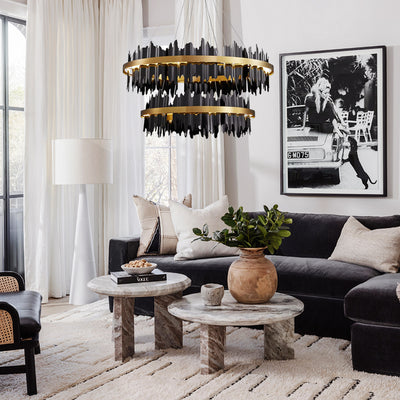 Arctira Metal Iceberg 2 Tiered Round Chandelier 80cm D