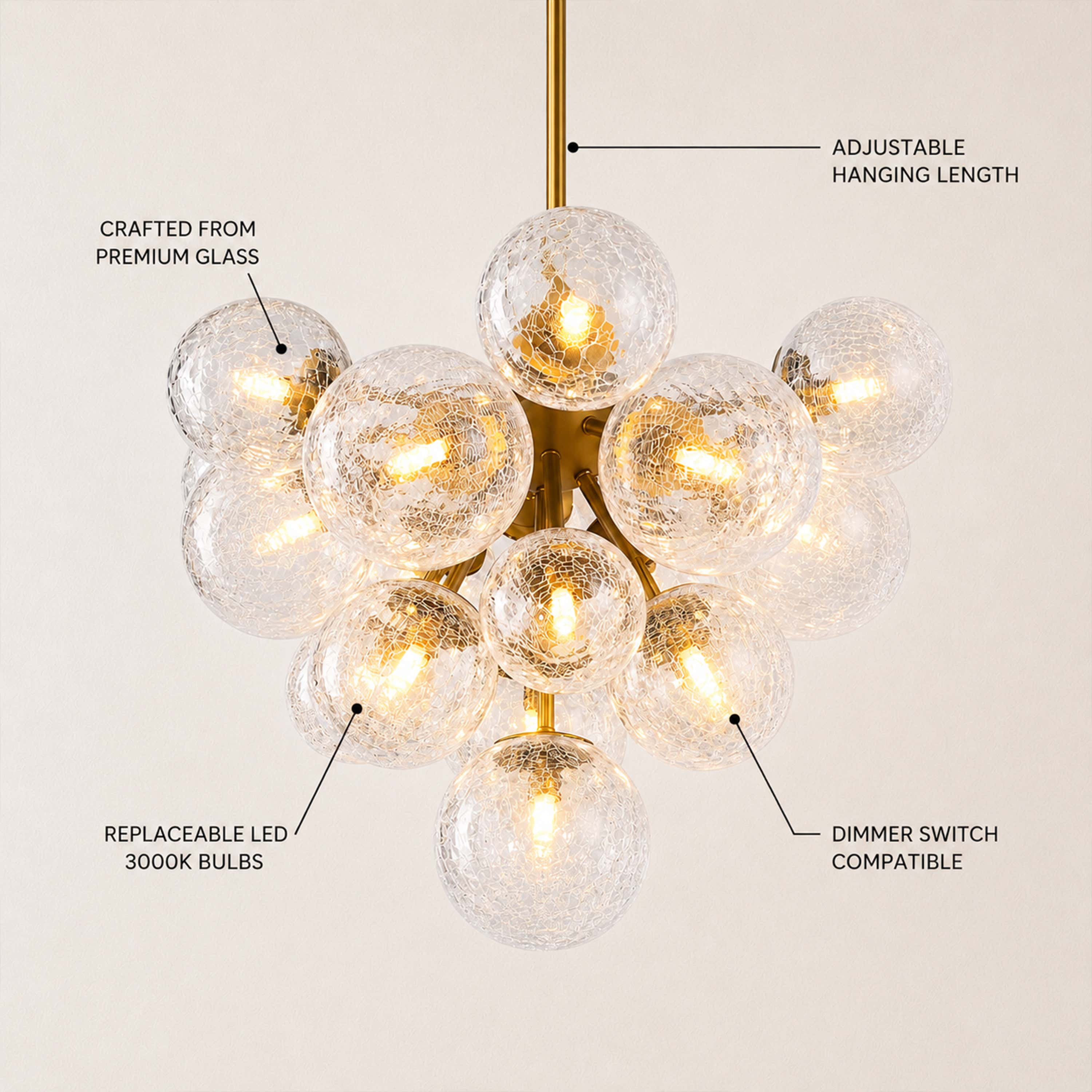 Elowen Crackled Glass Cluster Chandelier