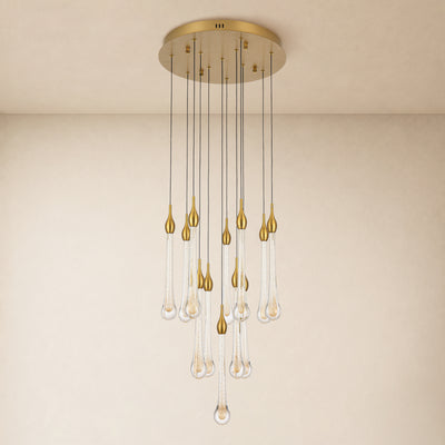 Olivene Glass Teardrop Round Chandelier 4.7"D 