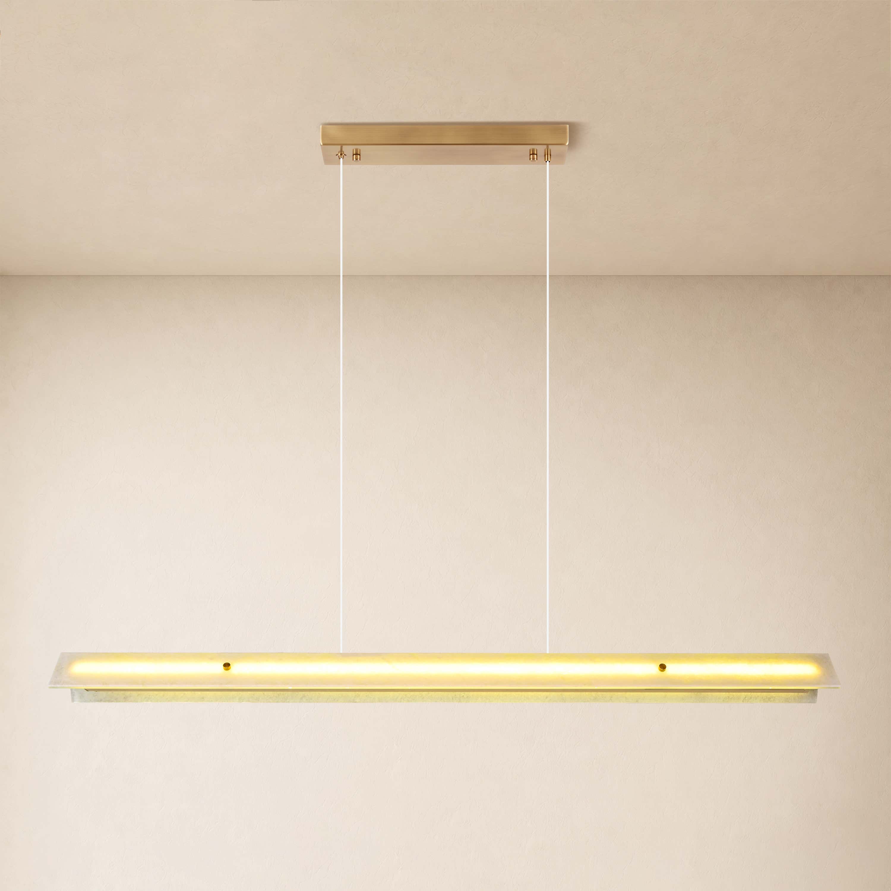 Pietra White Marble Linear Chandelier 49.2"D
