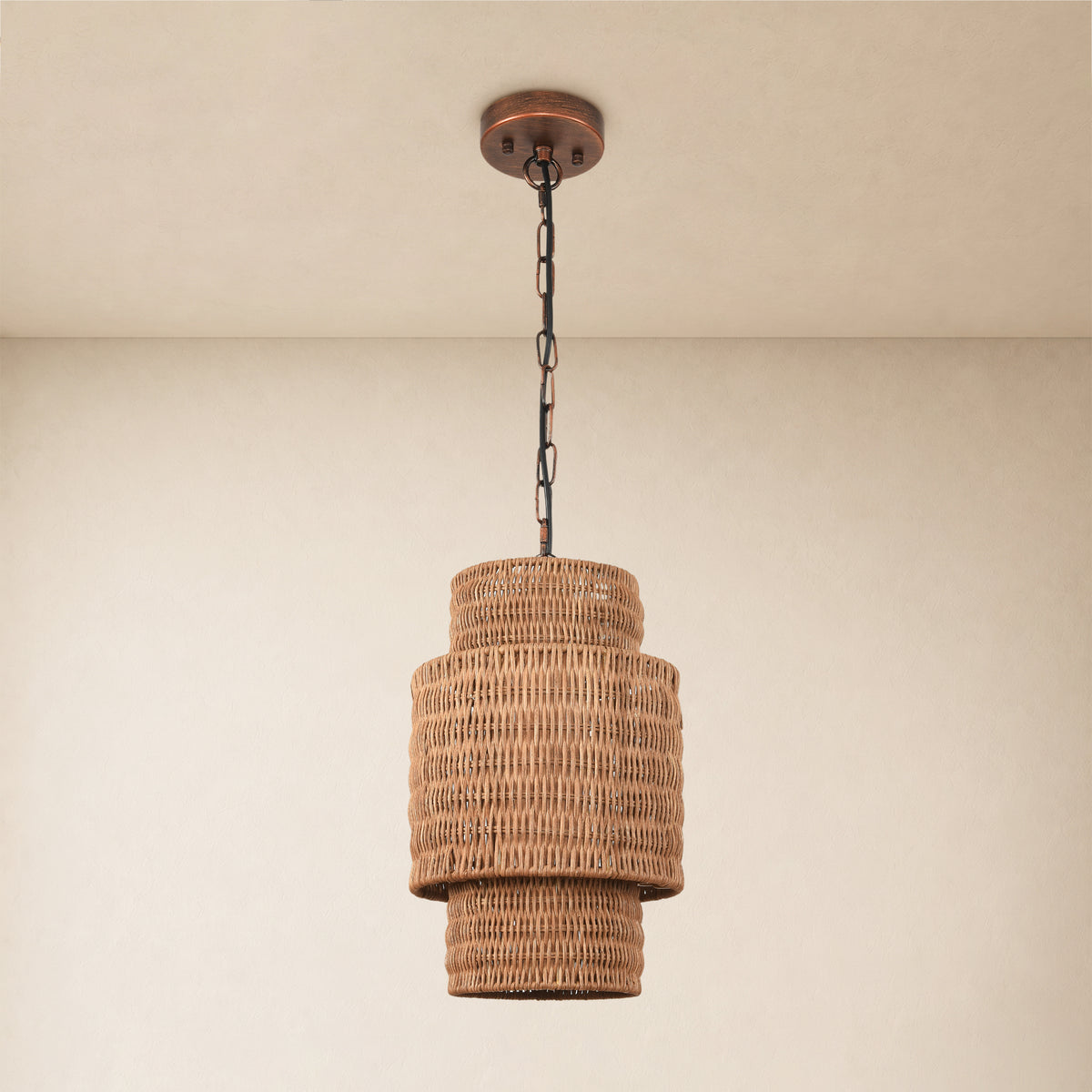 Cavana Rattan Round Pendant 9"D#Finish_Natural