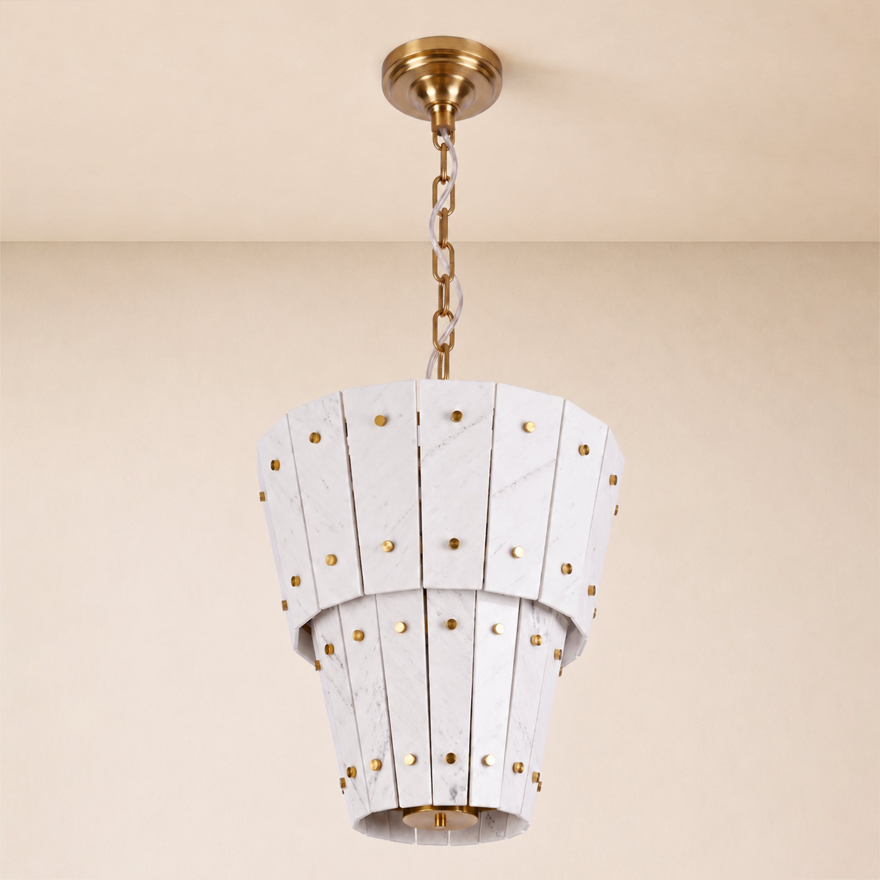 Pietra White Quartzite Round Chandelier 23.6"D