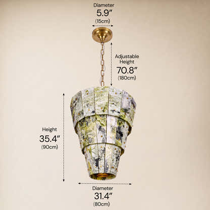 Pietra Green Marble Round Chandelier 31.4"D
