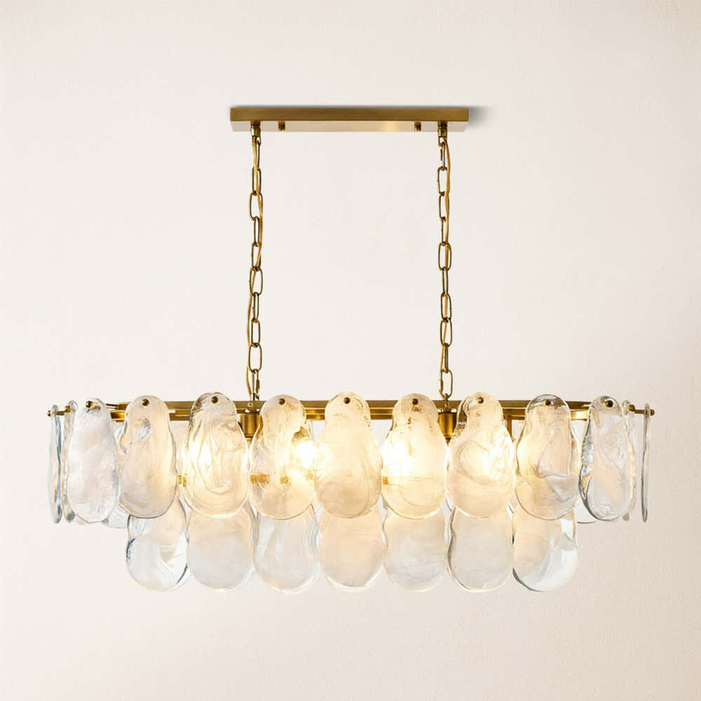 Elaris Glass Cloud Rectangular Chandelier 90cm W