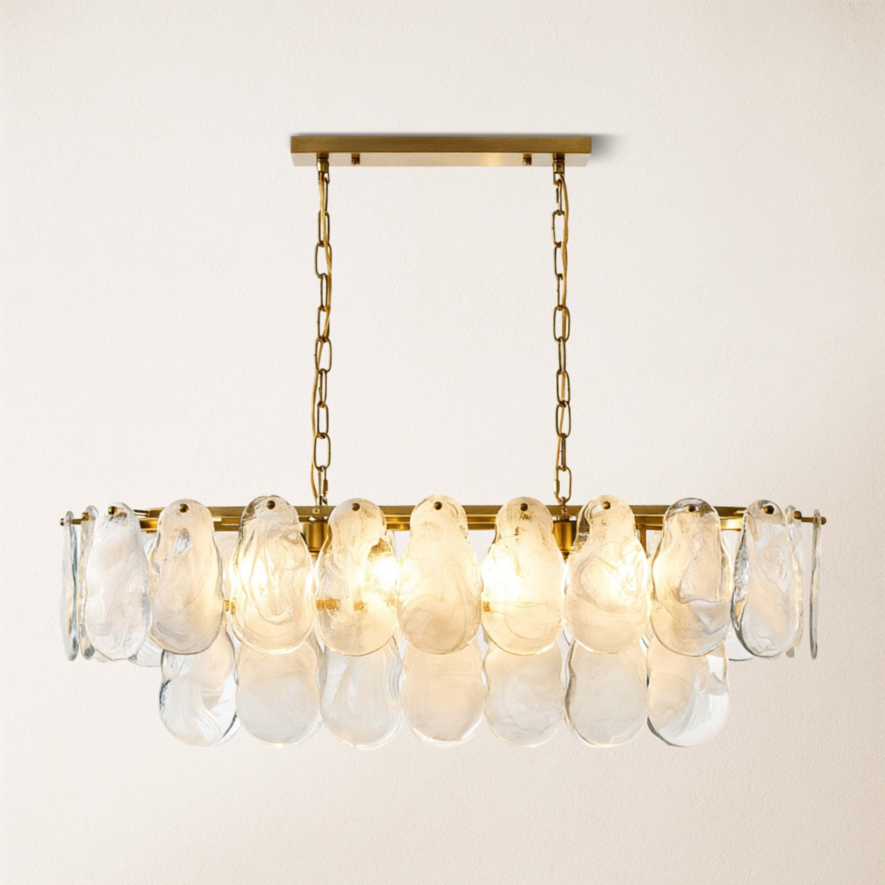 Elaris Glass Cloud Rectangular Chandelier 90cm W