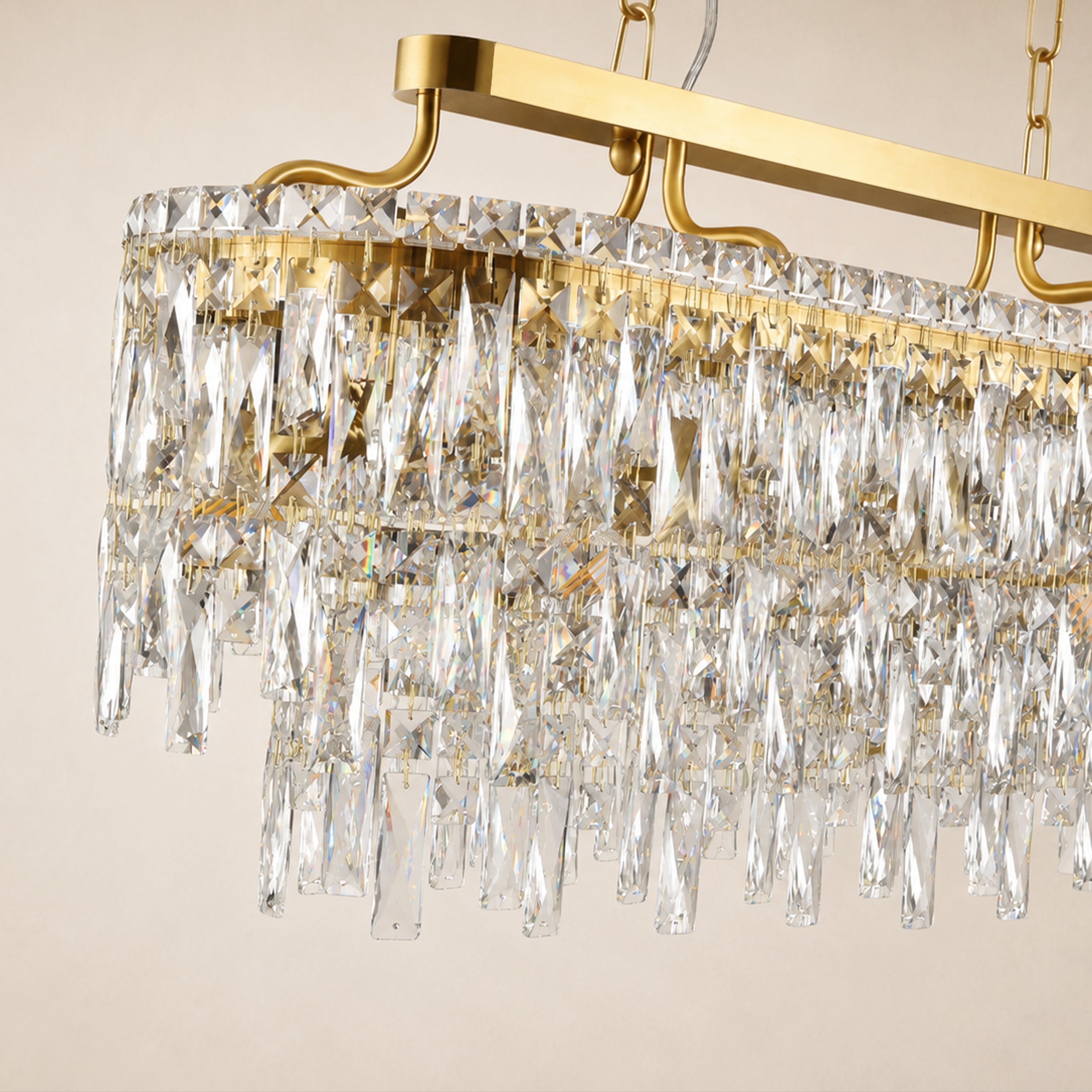 Lucentra Crystal Linear Chandelier 31"W#Finish_Gold