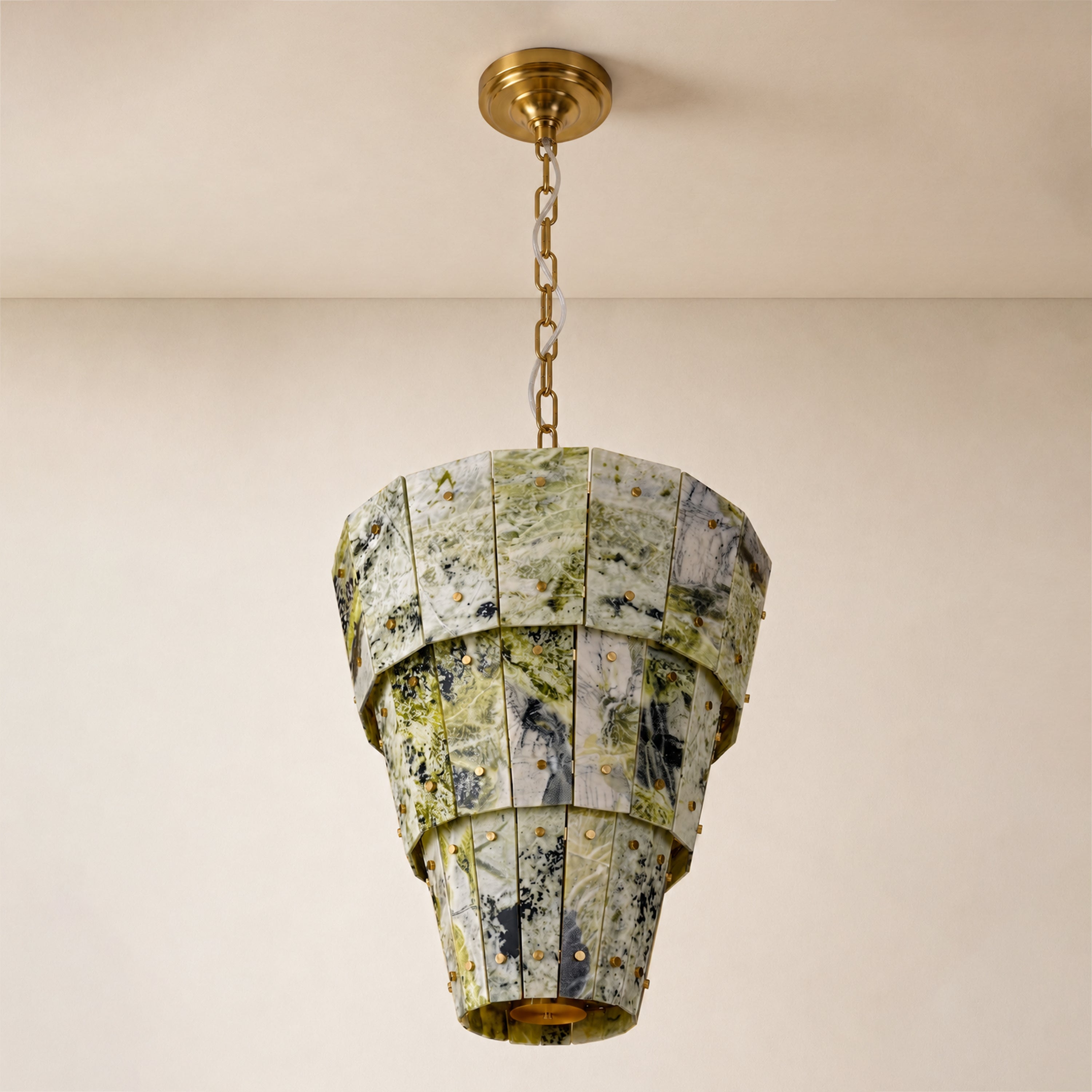 Pietra Green Marble Round Chandelier 31.4"D