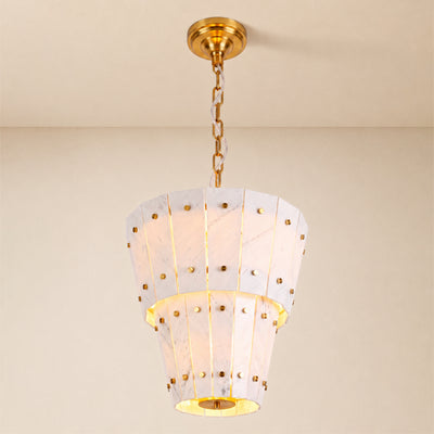 Pietra White Quartzite Round Chandelier 23.6"D