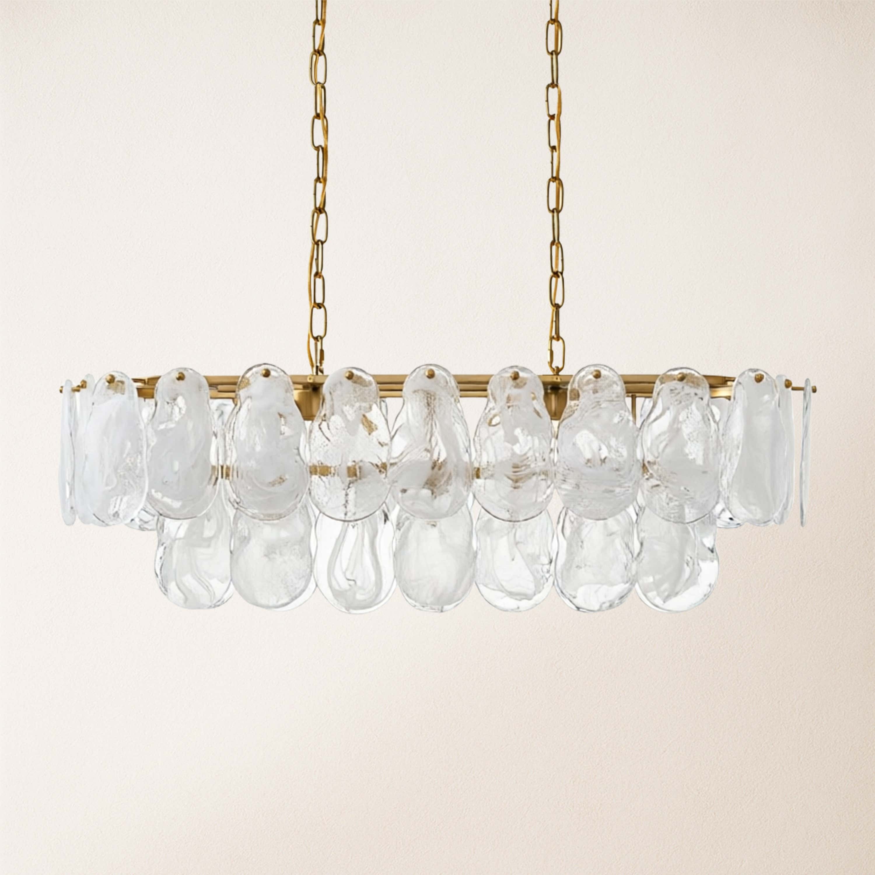 Elaris Glass Cloud Rectangular Chandelier 90cm W