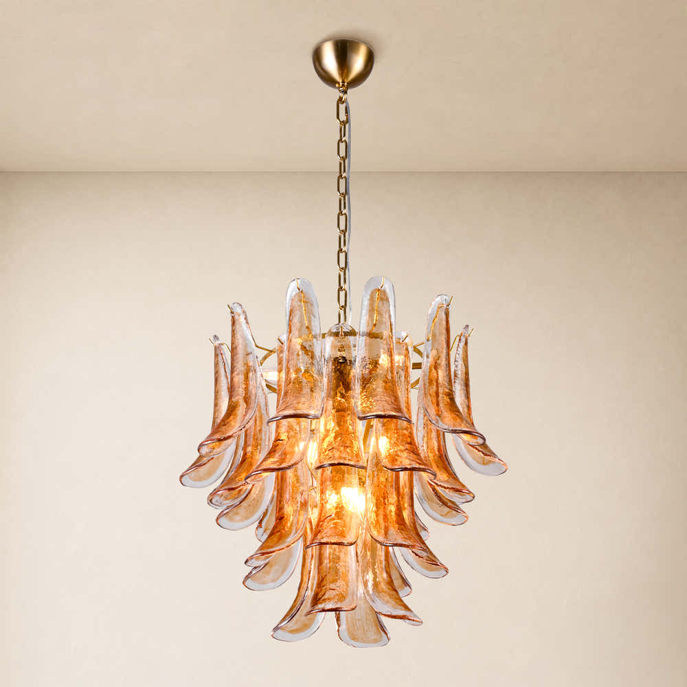 Nivelle Amber Glass Petal Round Chandelier 23.6"D