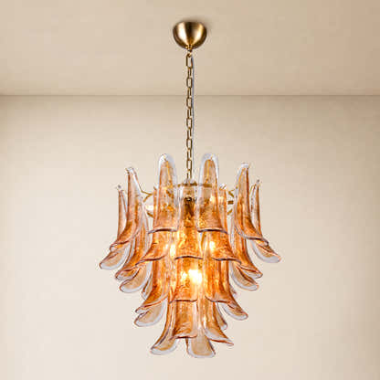 Nivelle Amber Glass Petal Round Chandelier 23.6"D