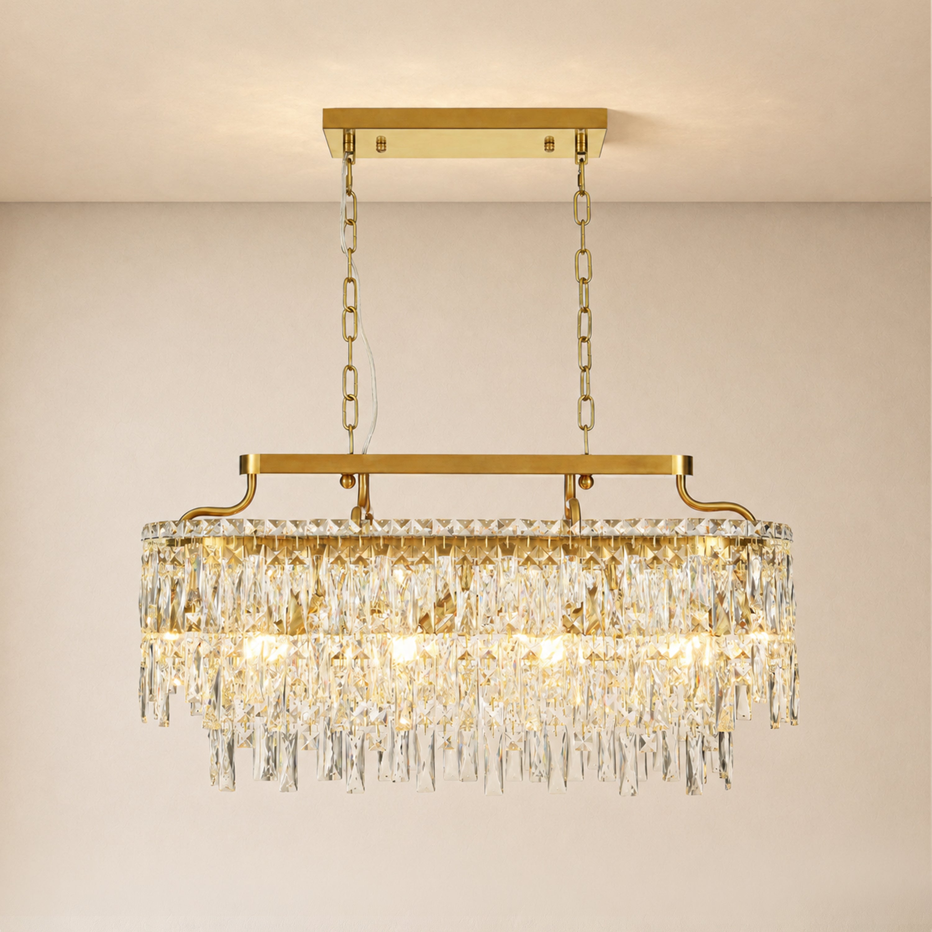 Lucentra Crystal Linear Chandelier 31"W#Finish_Gold
