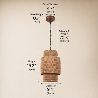 Cavana Rattan Round Pendant 9"D#Finish_Natural