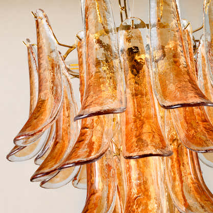 Nivelle Amber Glass Petal Round Chandelier 23.6"D