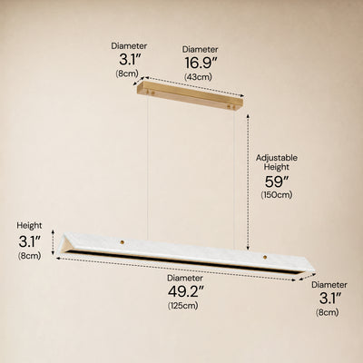 Pietra White Marble Linear Chandelier 49.2"D