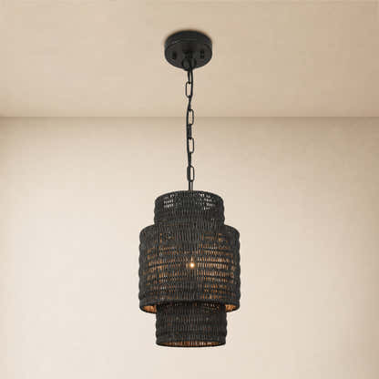 Cavana Rattan Round Pendant 9"D