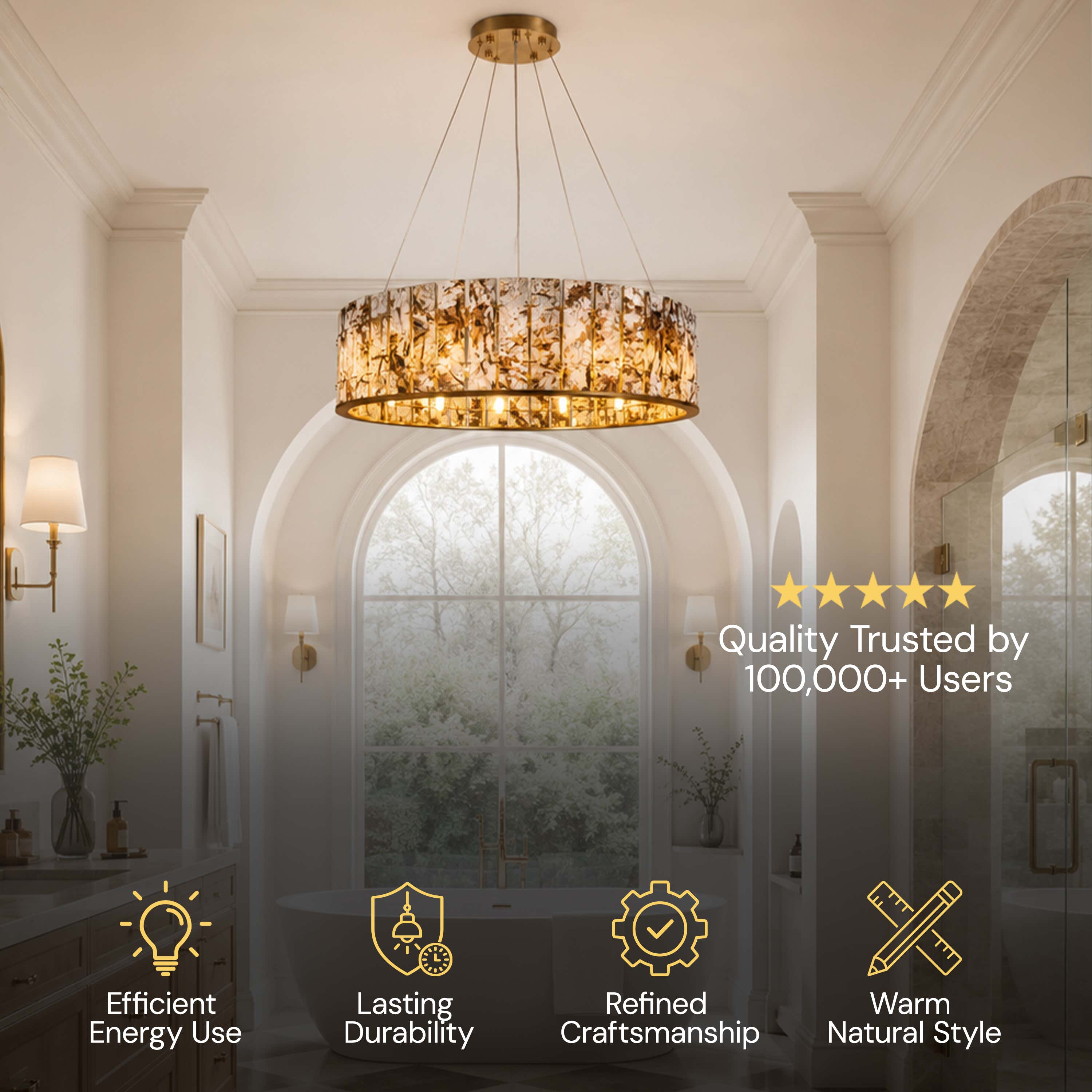 Pietra Marble Round Chandelier 23.6"D