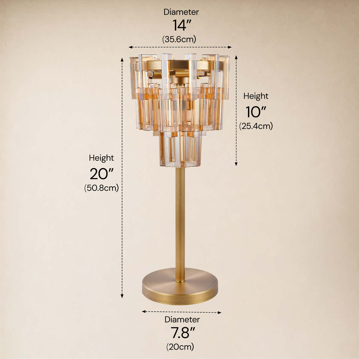 Cirelle Crystal Rectangular Table Lamp 20"H #Color_Clear dimensions 1