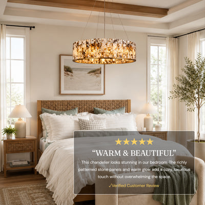 Pietra Amber Marble Round Chandelier 23.6"D