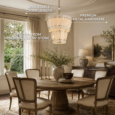 Pietra White Quartzite Round Chandelier 23.6"D