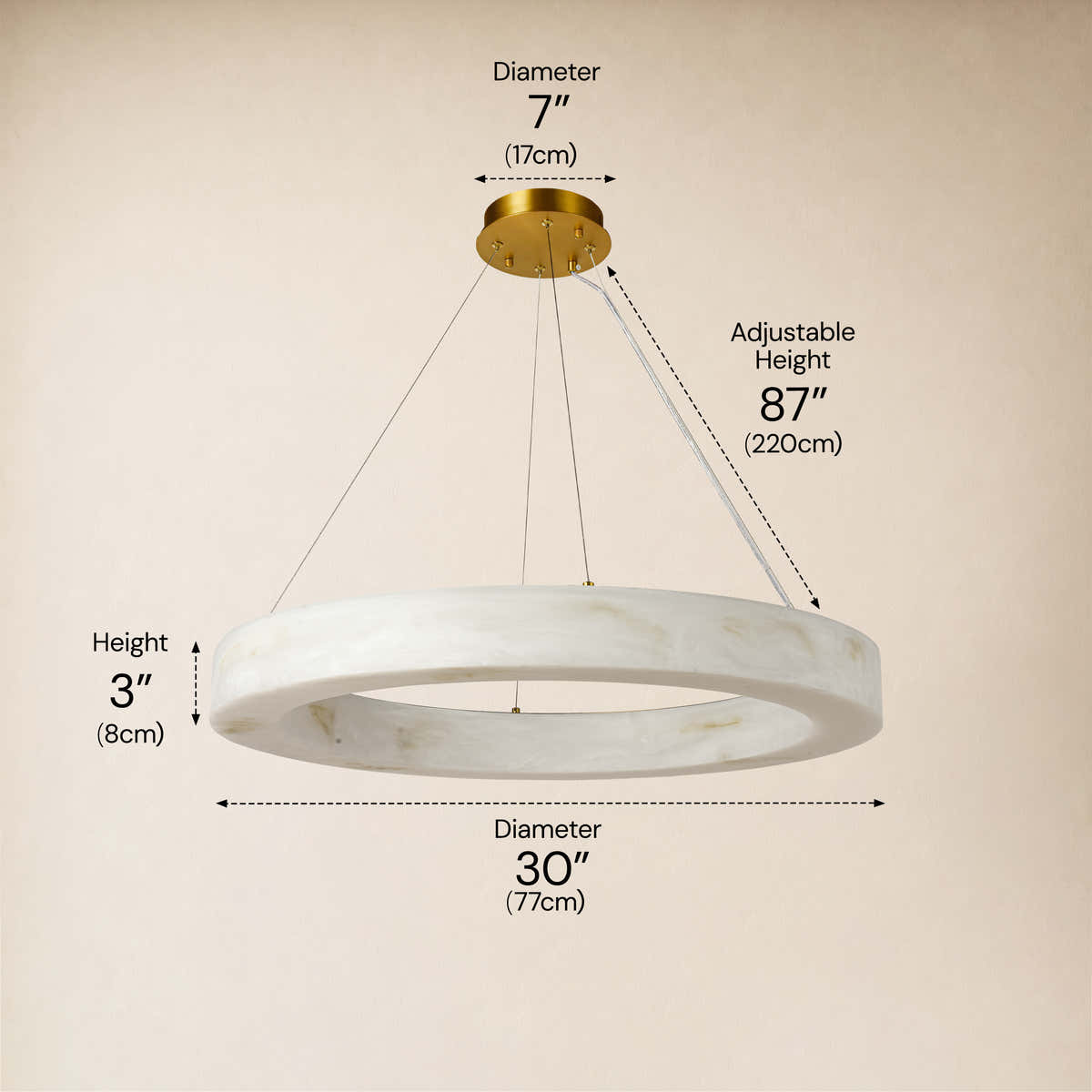Neravelle Resin Ring Chandelier 30"D dimensions 1