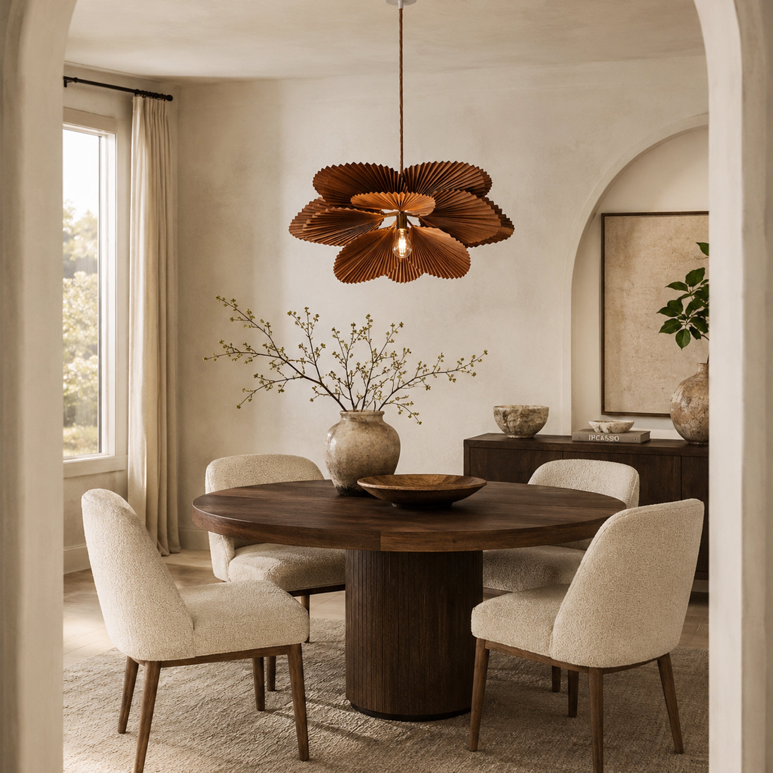 Calanthe Pleated Lotus Pendant Light