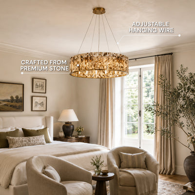 Pietra Amber Marble Round Chandelier 23.6"D