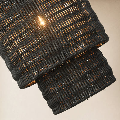 Cavana Rattan Round Pendant 9"D#Finish_Black