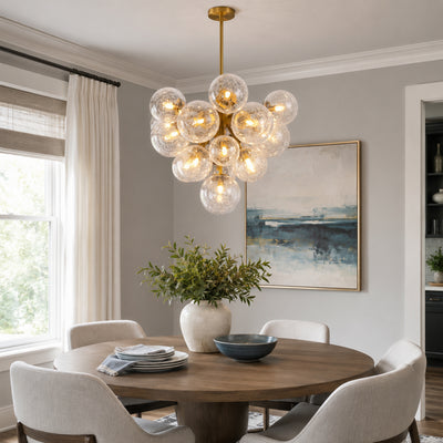 Elowen Crackled Glass Cluster Round Chandelier