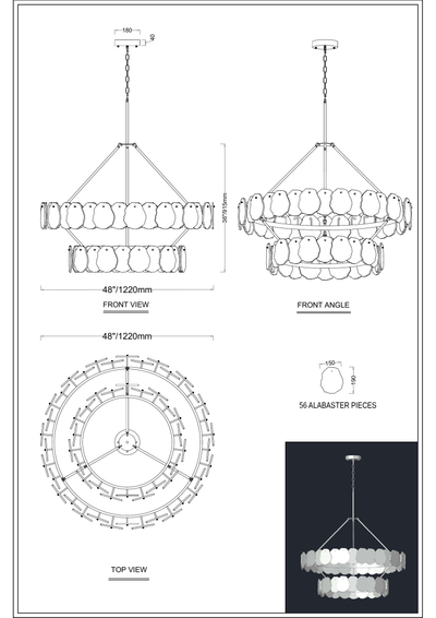 Moira Alabaster Custom Round Chandelier 48"D