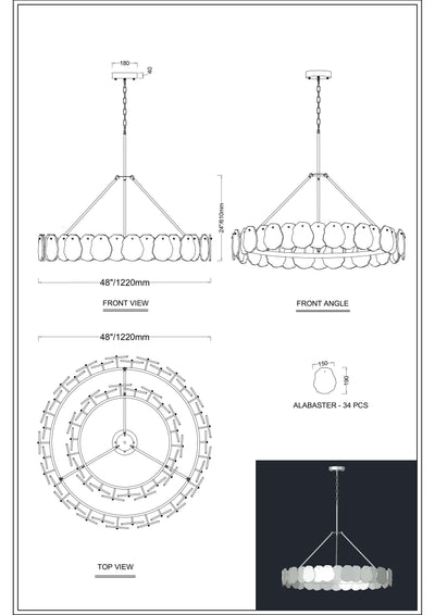 Moira Alabaster Custom Round Chandelier 48"D