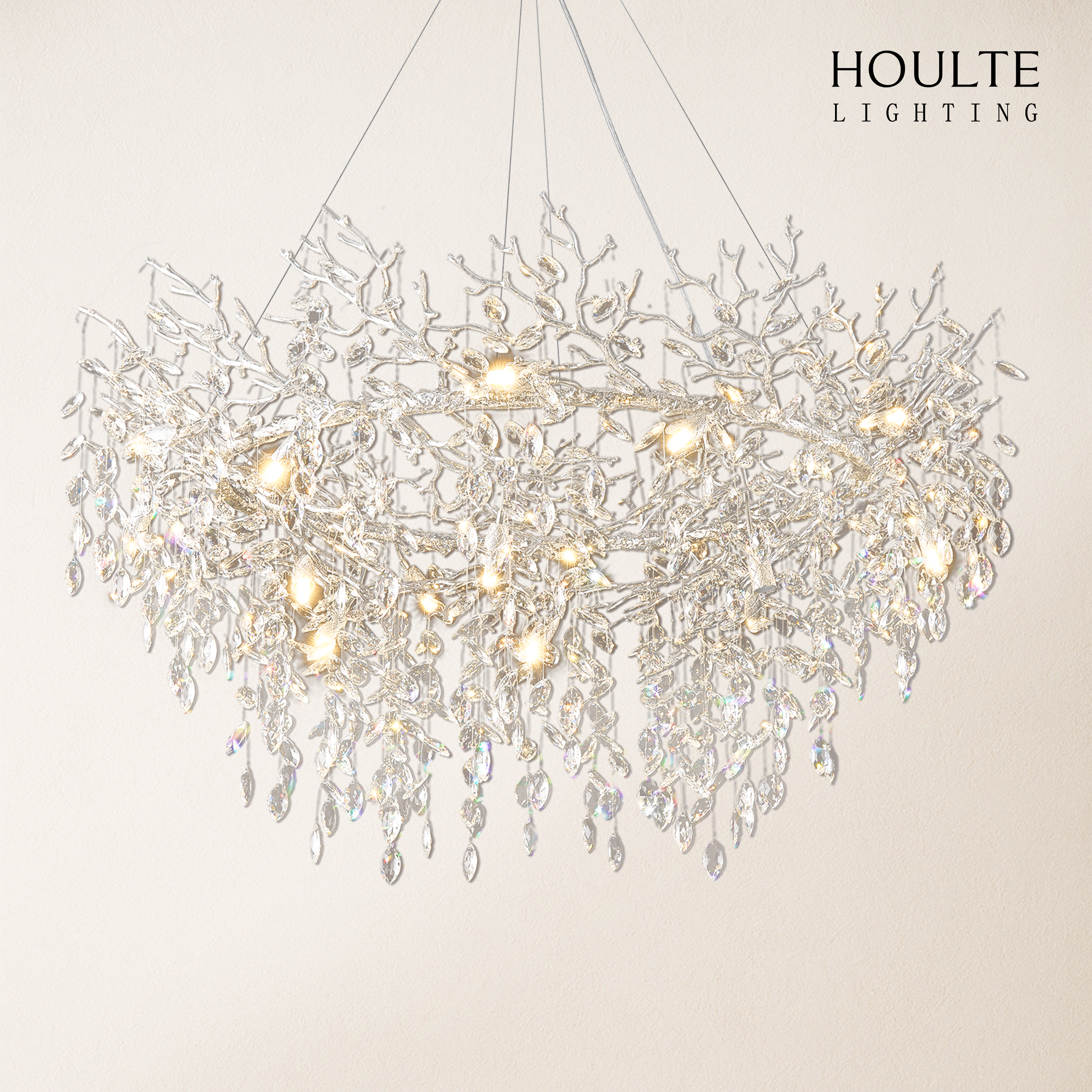 Frostleaf Crystal Branch Halo Chandelier 48"D