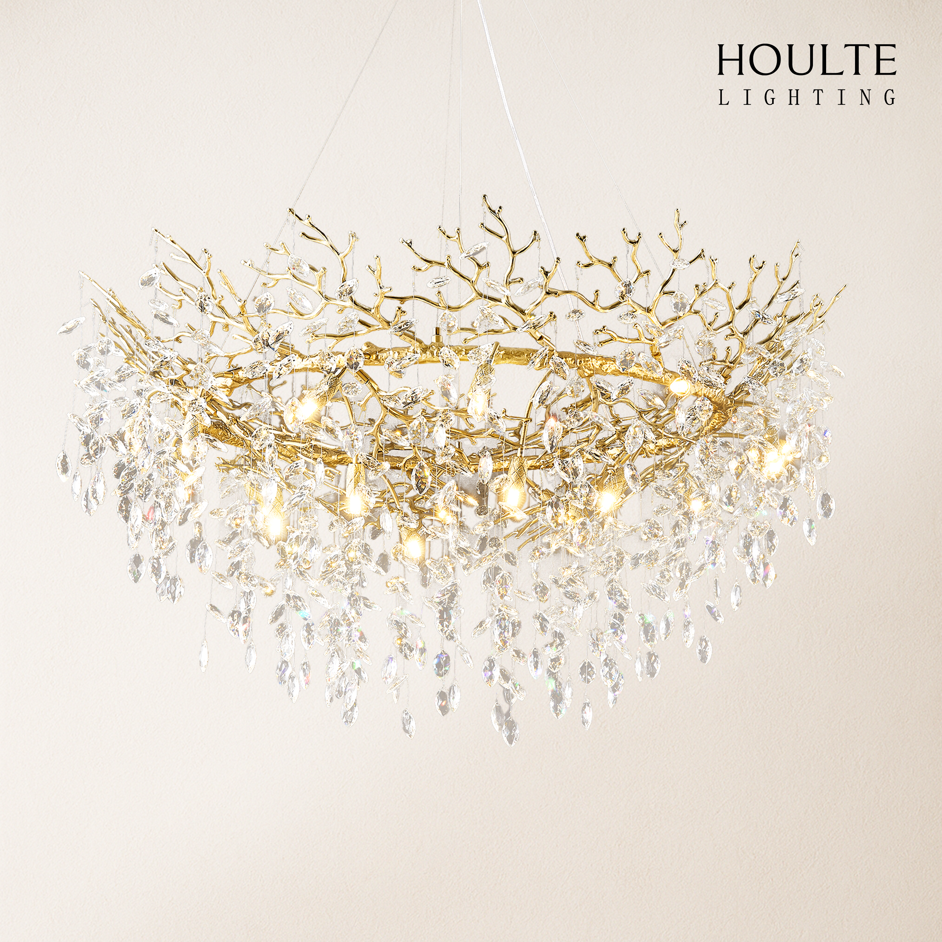 Frostleaf Crystal Branch Halo Chandelier 48"D